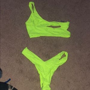 neon yellow shein bikini